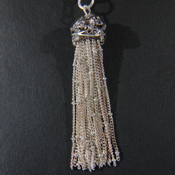 Nine West Long Gold, Gunmetal, and Silver Tone Tassel Necklace - Picture 2 of 6
